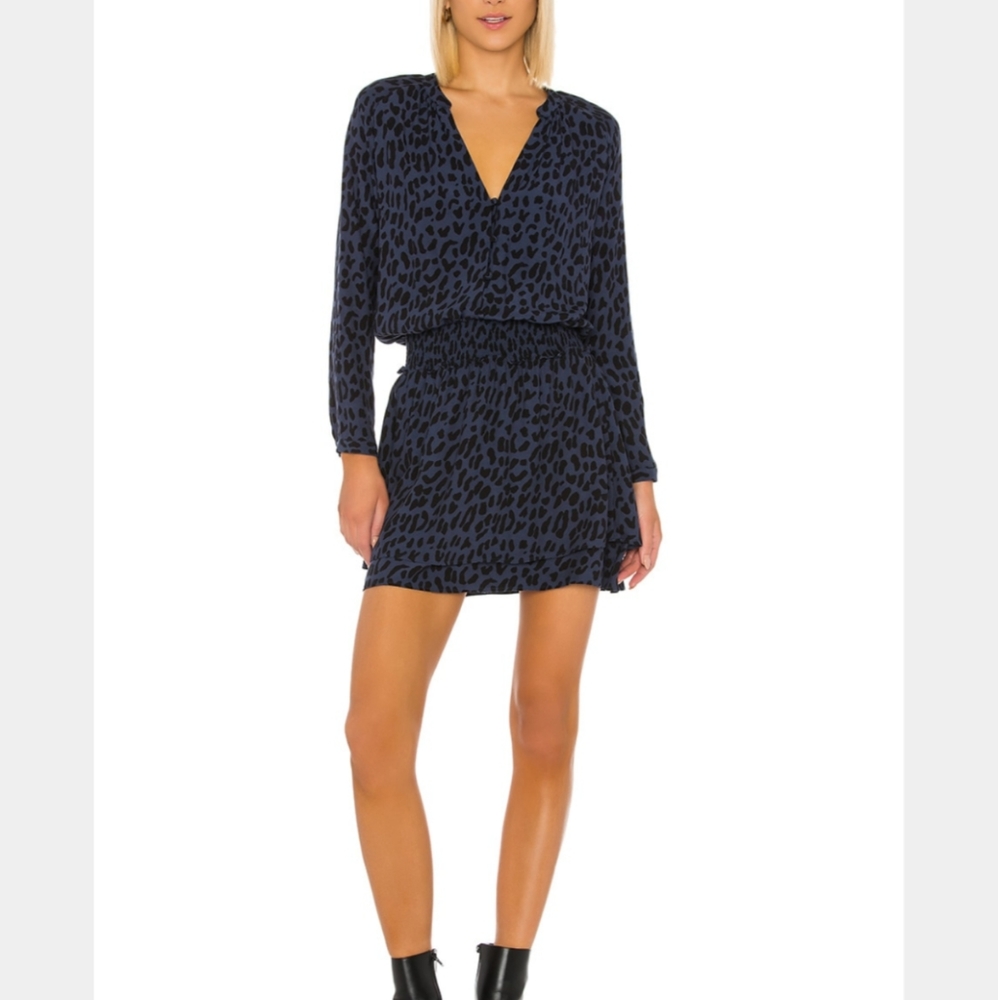 Rails Blue Leopard Print Smocked Dress - image 4